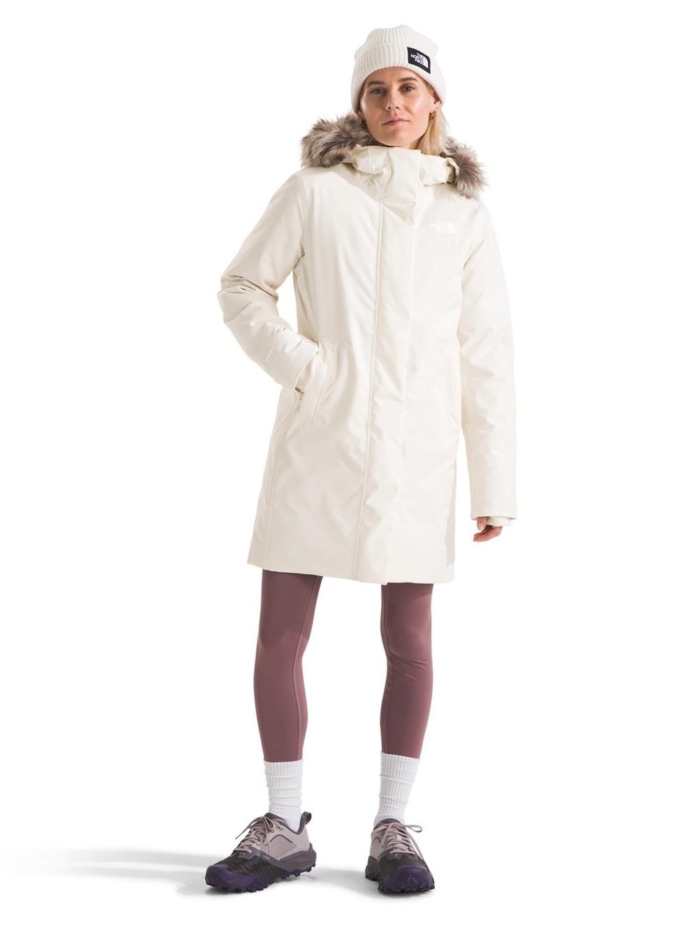 The North Face Arctic Parka White Faux Fur Hood Women’s Large Winter Coat